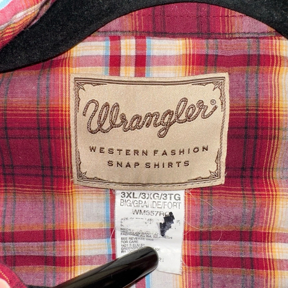 Men's Wrangler Western Fashion Pearl Snap Shirt 3XL Red Plaid Vintage - Picture 6 of 11